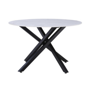 Zoom Tavolo Rotondo Astor ø120x75cm Top Ceramica Amica Bianco Marmorizzato