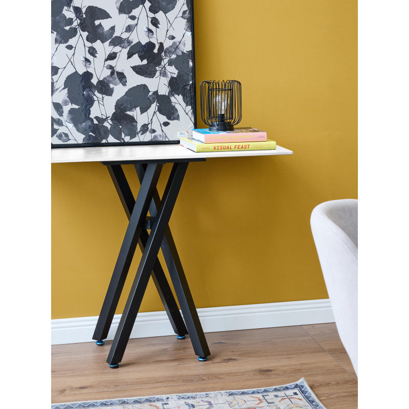 Consolle Astor 100x40x78cm Top Ceramica Amica Bianco Marmorizzato