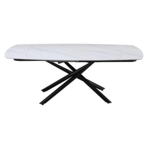 Zoom Tavolo Ryder 140(200)x90x76cm Top Ceramica Amica Bianco Marmorizzato Lucido