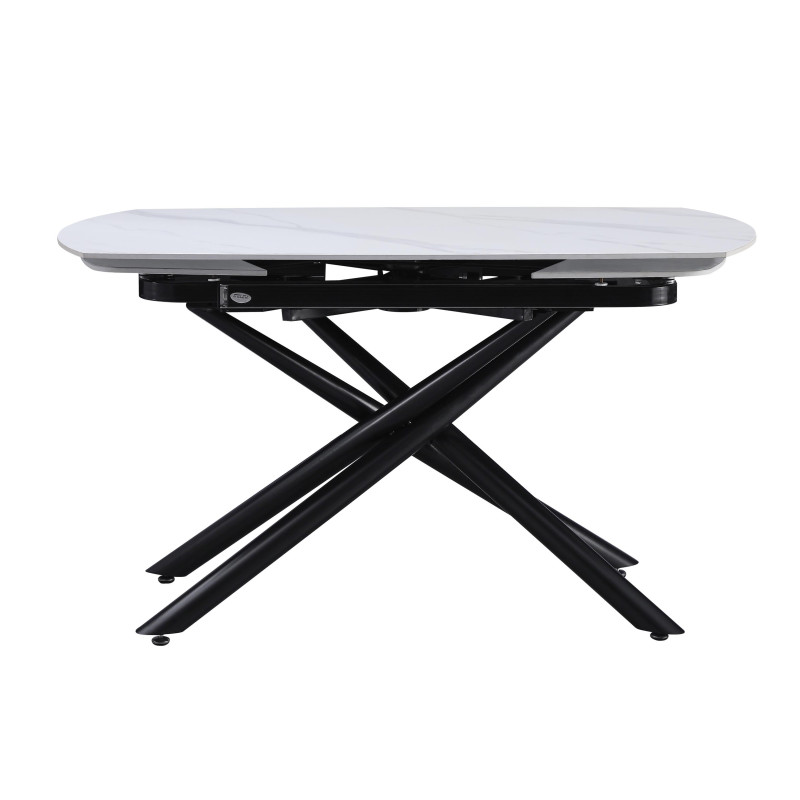 Tavolo Ryder 140(200)x90x76cm Top Ceramica Amica Bianco Marmorizzato Lucido