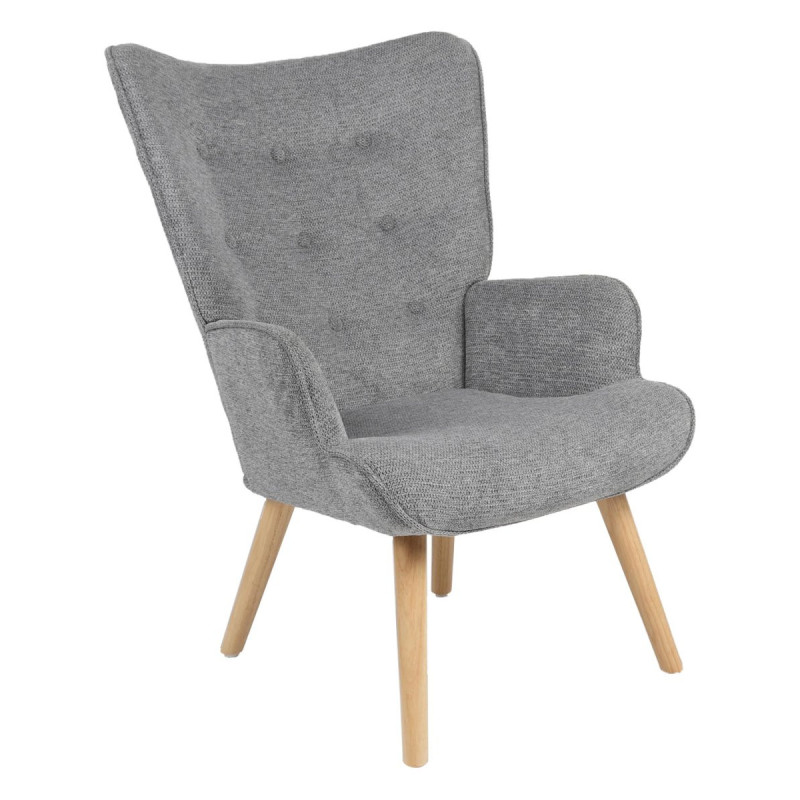 Poltrona Rijeka Tessuto Grigio Gambe Legno 75x68x96 cm