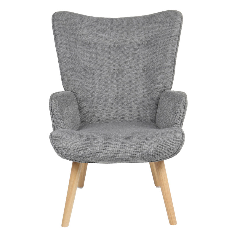 Poltrona Rijeka Tessuto Grigio Gambe Legno 75x68x96 cm
