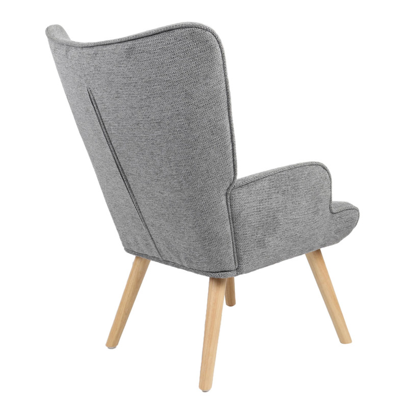 Poltrona Rijeka Tessuto Grigio Gambe Legno 75x68x96 cm