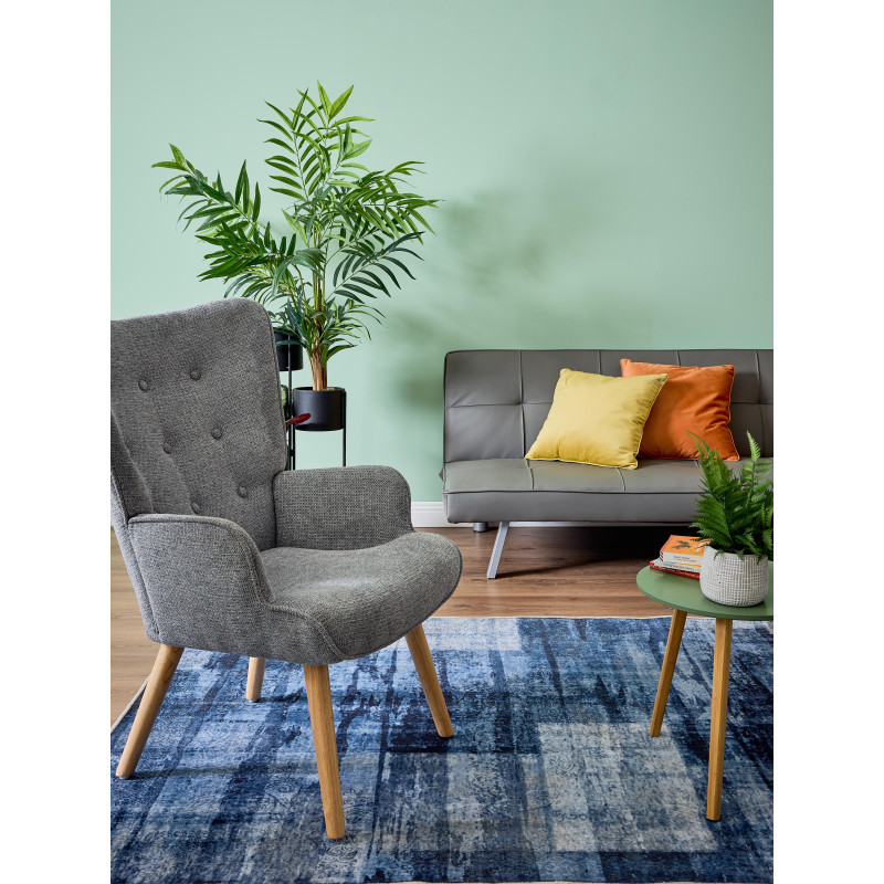 Poltrona Rijeka Tessuto Grigio Gambe Legno 75x68x96 cm