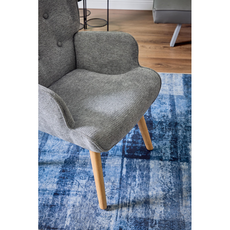 Poltrona Rijeka Tessuto Grigio Gambe Legno 75x68x96 cm