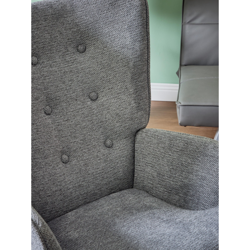 Poltrona Rijeka Tessuto Grigio Gambe Legno 75x68x96 cm