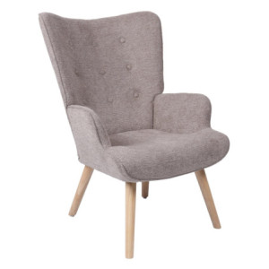 Poltrona Rijeka In Tessuto Marrone Gambe Legno Naturale Dimensione 75x68x96cm