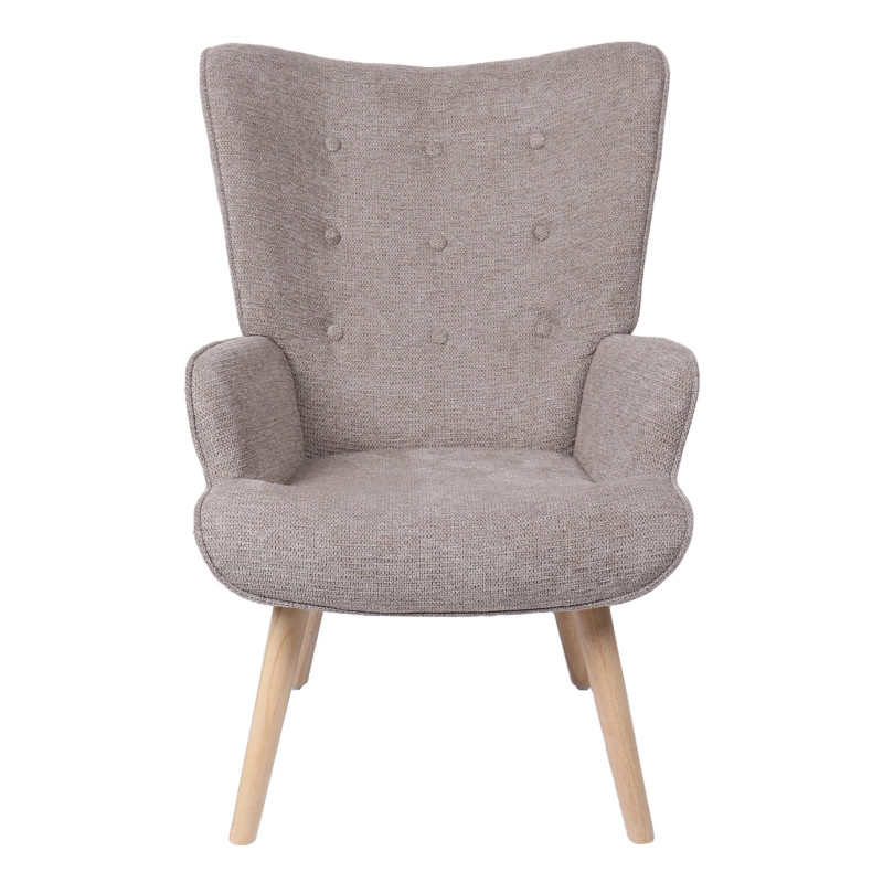 Poltrona Rijeka Tessuto Marrone Gambe Legno 75x68x96 cm