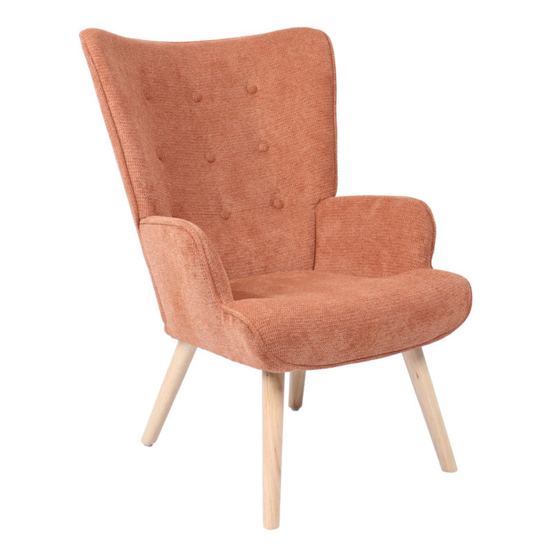 Poltrona Rijeka Tessuto Ruggine Gambe Legno 75x68x96 cm