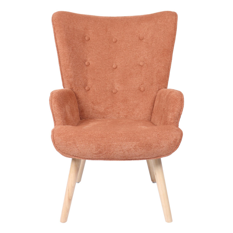 Poltrona Rijeka Tessuto Ruggine Gambe Legno 75x68x96 cm