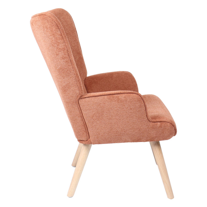 Poltrona Rijeka Tessuto Ruggine Gambe Legno 75x68x96 cm