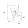 Poltrona Rijeka Tessuto Ruggine Gambe Legno 75x68x96 cm