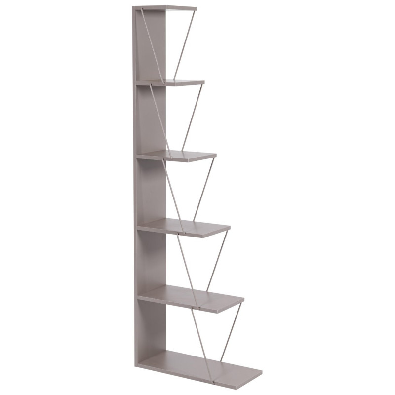 Libreria Linear Metallo e Legno Tortora 50x22x150 cm