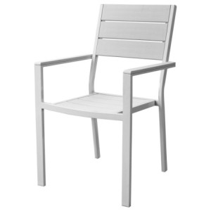 Sedia Con Braccioli Bianca Finitura Legno Cm 58x55,5x88,5