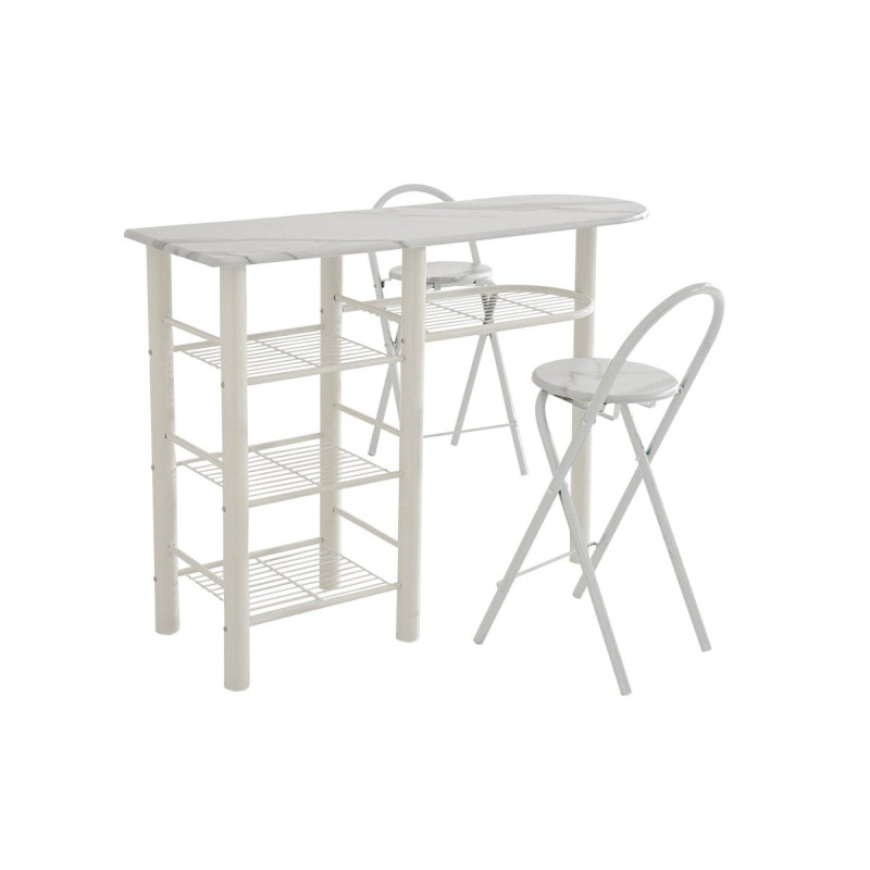 Set Banco Cucina e 2 Sgabelli Oslo MDF Bianco Marmo