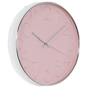 Orologio Da Parete Koko In Plastica ø 30cm Rosa/ Argento Movimento Silenzioso