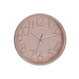 Zoom Orologio Da Parete Koko In Plastica ø 30cm Rosa/ Argento Movimento Silenzioso