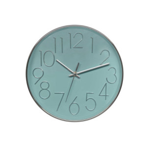 Zoom Orologio Da Parete Koko In Plastica ø 30cm Azzurro /argento Movimento Silenzioso