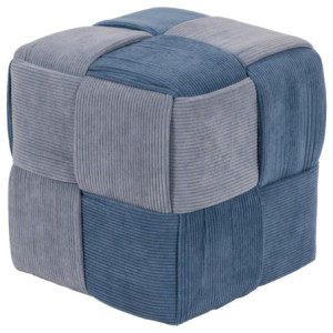 Pouf Brady Velluto a Coste Intrecciato Avio Polvere 38x38x38 cm