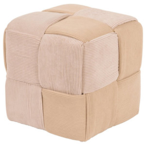 Pouf Brady In Velluto A Coste Intrecciato Tortora /sabbia Dimensione 38x38x38cm