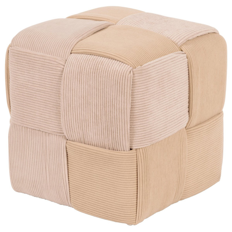 Pouf Brady Velluto a Coste Intrecciato Tortora Sabbia 38x38x38 cm