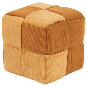 Pouf Brady In Velluto A Coste Intrecciato Ocra/mattone Dimensione 38x38x38cm