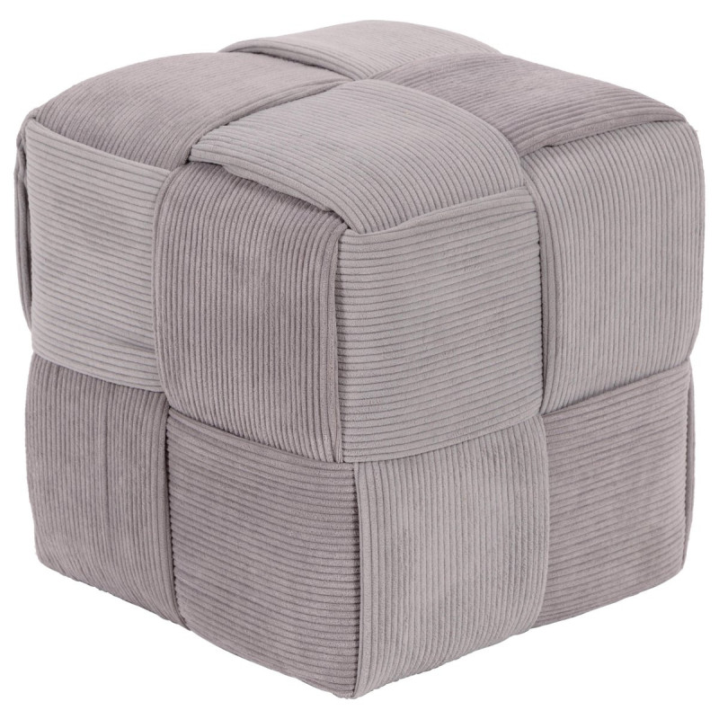 Pouf Brady Velluto a Coste Intrecciato Grigio Chiaro 38x38x38 cm