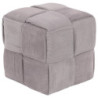 Pouf Brady Velluto a Coste Intrecciato Grigio Chiaro 38x38x38 cm