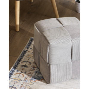 Zoom Pouf Brady In Velluto A Coste Intrecciato Gri ch/sc Dimensione 38x38x38cm