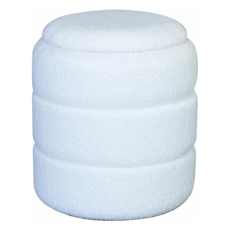 Pouf Contenitore Chubby in Tessuto Bouclé Bianco 35x35x40 cm