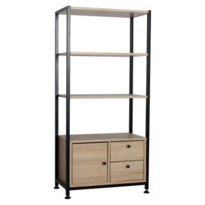 Libreria Hamilton 2 Mensole + 1 Anta + 2 Cassetti Dimensione 58x30x122 Cm