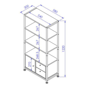 Zoom Libreria Hamilton 2 Mensole + 1 Anta + 2 Cassetti Dimensione 58x30x122 Cm