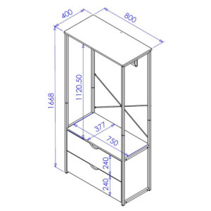 Zoom Appendiabiti Hamilton Con 2 Cassetti Dimensione 80x40x166 8 Cm