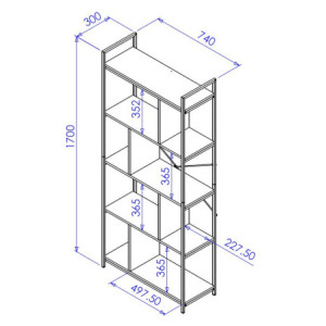 Zoom Libreria Hamilton Con Scomparti Sfalsati Dimensione 74x30x170 Cm