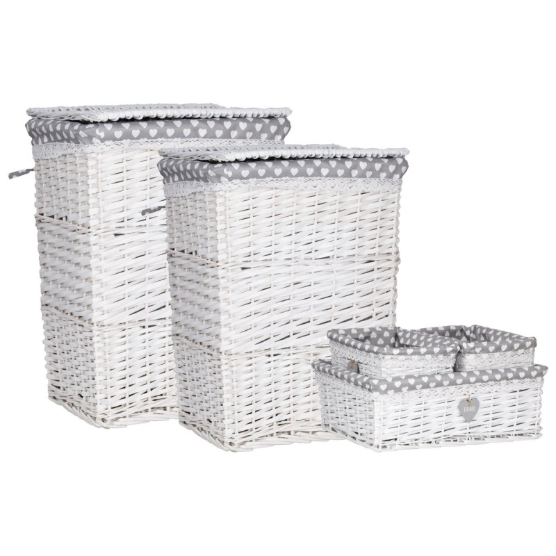 Set 5 Portabiancheria e Cesti Vilma Midollino Bianco