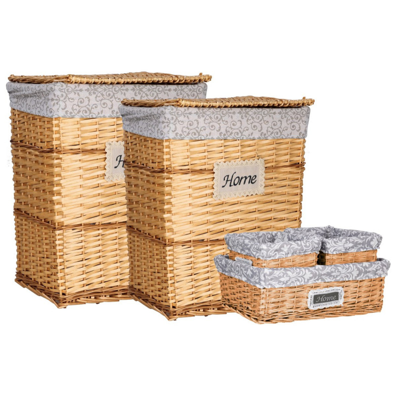 Set 5 Portabiancheria e Cesti Vilma Midollino Naturale