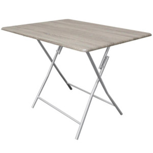 Tavolo Pieghevole Tampa Dimensione 100x70x75cm Top Naturale Scuro + Struttura Silver