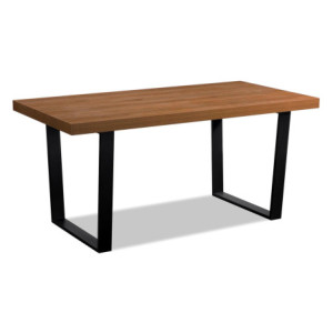 Tavolo Jacob 180x90x75cm Piano In Mdf + Melamina Rovere Gambe Nere