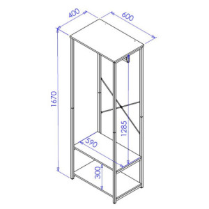 Zoom Appendiabiti 2 Ripiani Hamilton Dimensione 60x40x167cm