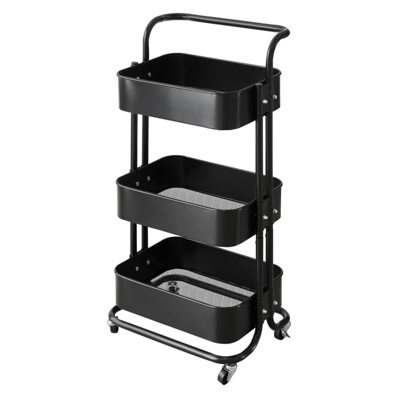 Carrello Cucina Bob Metallo Nero 43x33x82 cm