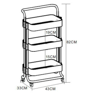 Zoom Carrello Cucina Bob In Metalo Nero Dimensione 43x33x82 Cm