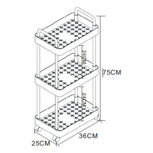 Zoom Carrello Cucina Andy Nero Dimensione 36x25x75 Cm