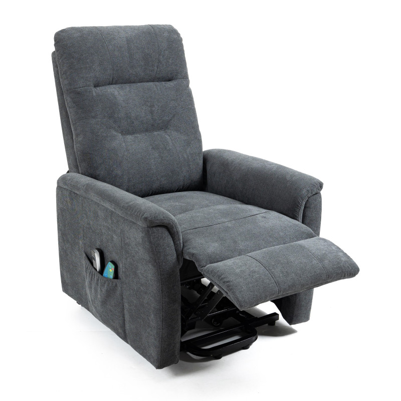 Poltrona Relax Katia 2 Motori Tessuto Grigio Scuro