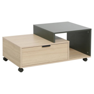 Tavolino Aladin 90x50x40cm Colore Naturale E Verde Scuro