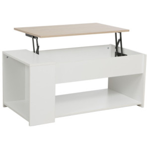 Zoom Tavolino Jasmine 100x50x45cm Colore Bianco Legno E Top Naturale