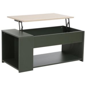 Zoom Tavolino Jasmine 100x50x45cm Colore Verde Scuro E Top Naturale