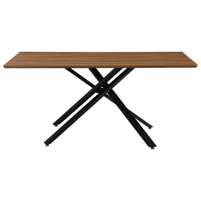 Tavolo Rettangolare Jasper 160x90x75 cm Top Noce Gambe Nere