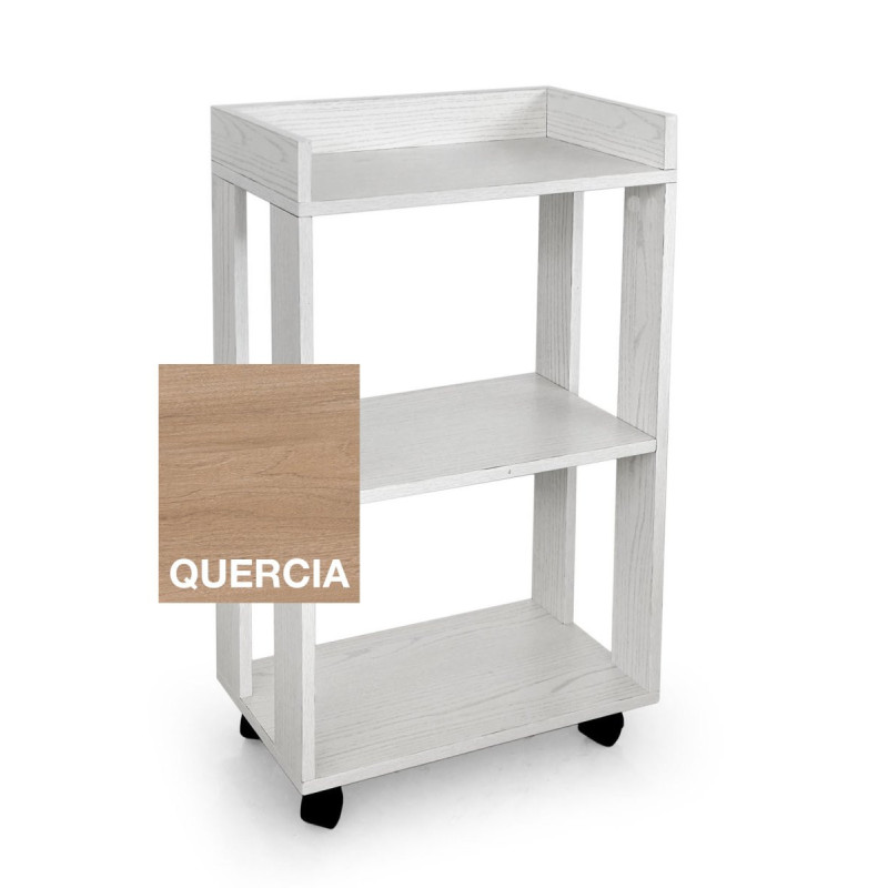 Carrello Cucina 3 Ripiani con 4 Ruote Colore Quercia