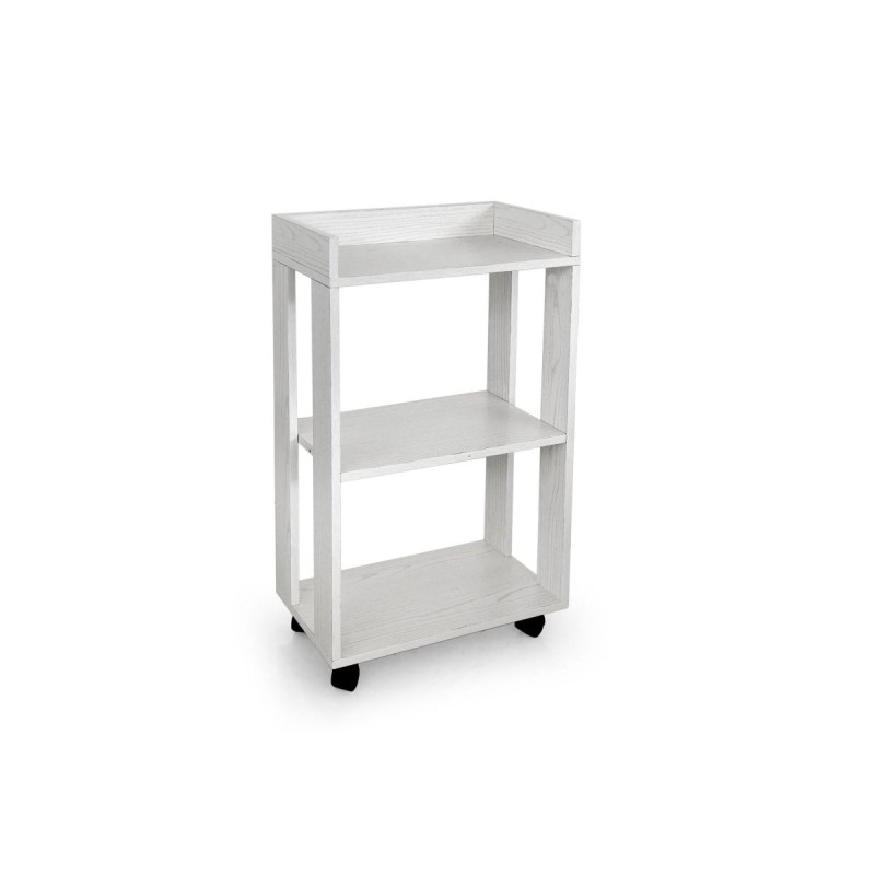 Carrello Cucina 3 Ripiani con 4 Ruote Bianco Legno