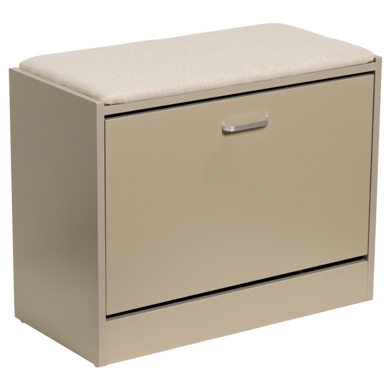 Panca Porta Scarpe Tortora con Cuscino Beige 80x30x45 cm
